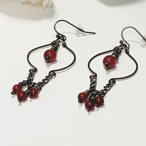 boho earrings 025#mfs Carnelian gemstone earrings fringe drop earrings hand wrap